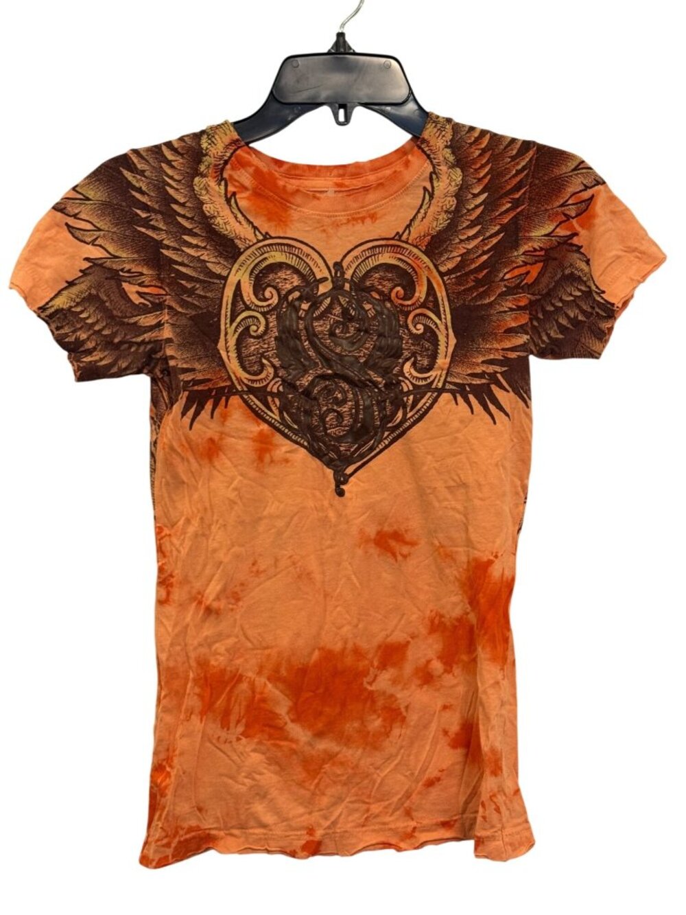 vintage Sinful Womens Tie-Dye Angel Wing Graphic T-Shirt Size Small